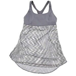 Lululemon Venus Blazer Fossil Chevron Gray White Tank Top Womens Athletic Size 6